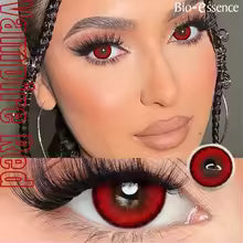 Bio-essence Contact Lenses 2PCS Colored Contact Lenses Cosplay Red Lenses 1Year Fashion Color Beauty Lenses Party Cute Eye Lens
